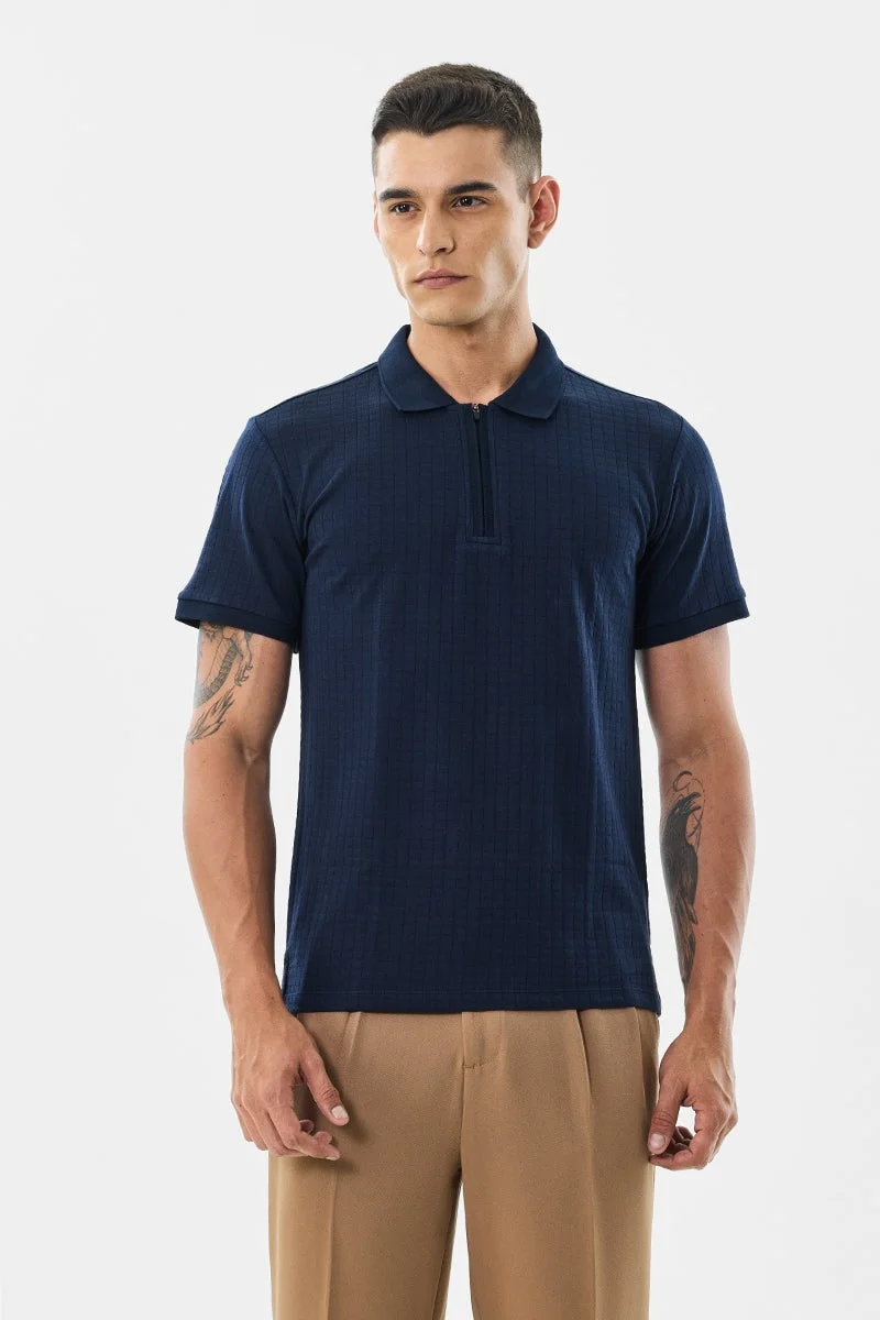 SNITCH Regular Fit 100% Cotton Zipper Polo T-Shirt